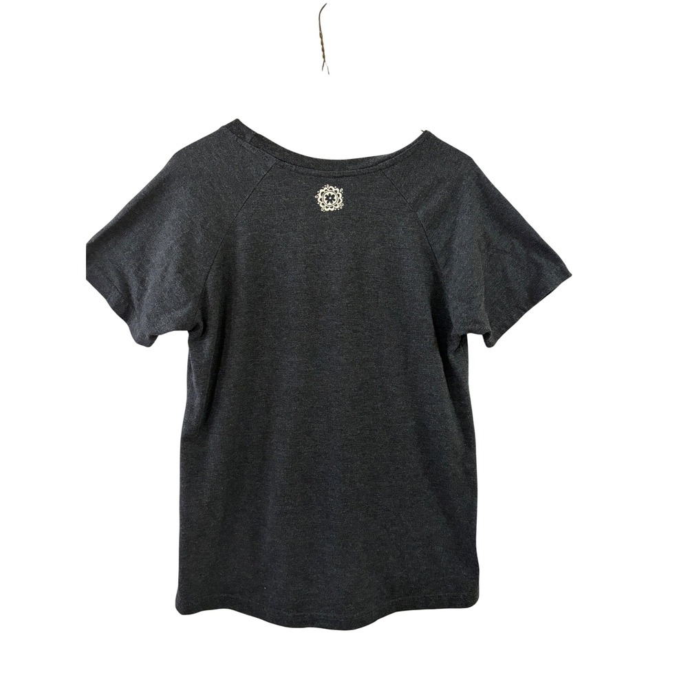 Natural Life Womens Be Nice Work Hard Be Brave Floral Tee Grey L Positive Vibes - Picture 2 of 4